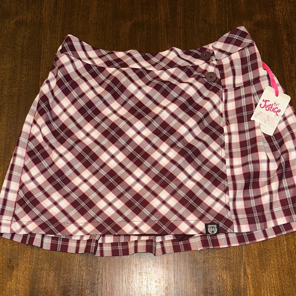 Justice Burgundy and White Plaid Mini Skirt - Picture 3 of 6